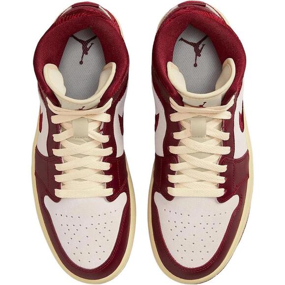 Air Jordan Womens Aj1 Mid Se Shoes Team Red/University Red-Sail Size 10.5 - Picture 3 of 6